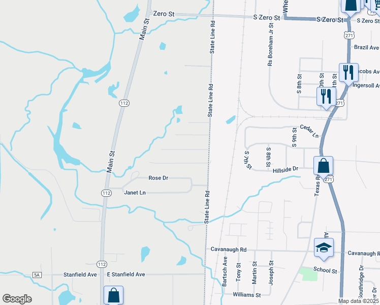 map of restaurants, bars, coffee shops, grocery stores, and more near 109 Teen Drive in Arkoma