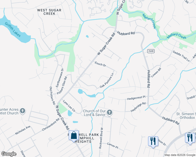 map of restaurants, bars, coffee shops, grocery stores, and more near 8719 Michaw Court in Charlotte