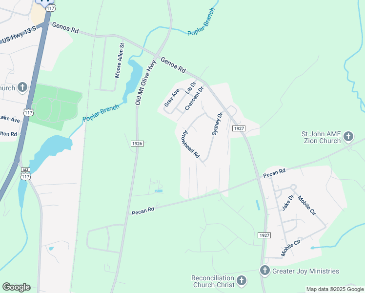 map of restaurants, bars, coffee shops, grocery stores, and more near 209 Arrowhead Road in Wayne County