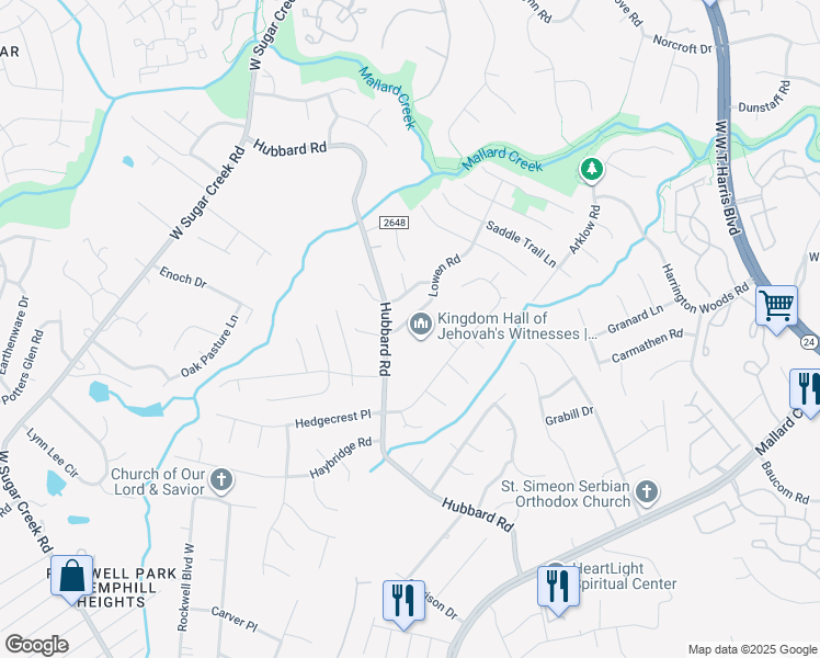 map of restaurants, bars, coffee shops, grocery stores, and more near 6906 Lowen Road in Charlotte