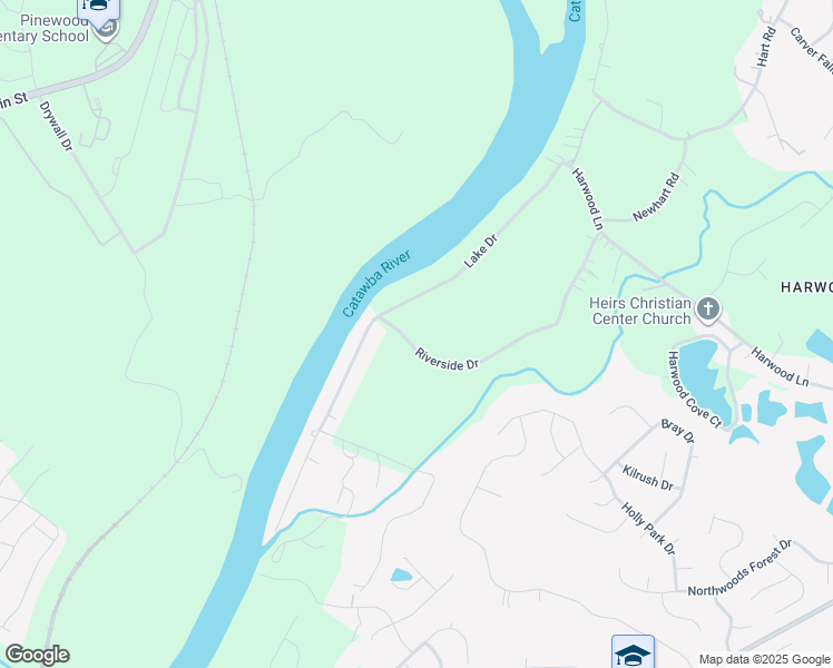 map of restaurants, bars, coffee shops, grocery stores, and more near 1535 Riverside Drive in Charlotte