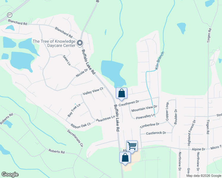 map of restaurants, bars, coffee shops, grocery stores, and more near 1045 Buffalo Lake Road in Sanford
