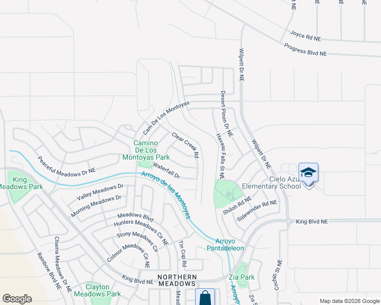 map of restaurants, bars, coffee shops, grocery stores, and more near 1025 Spring Valley Road in Rio Rancho