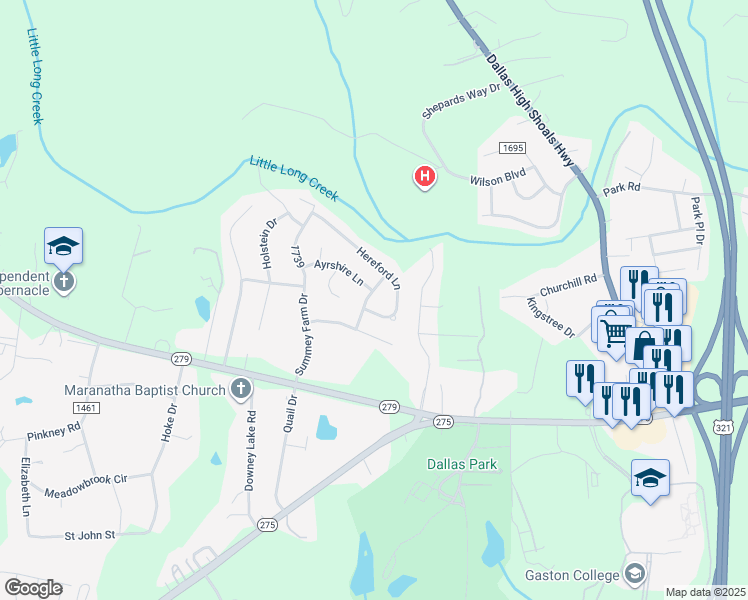 map of restaurants, bars, coffee shops, grocery stores, and more near 3000 Hereford Lane in Dallas