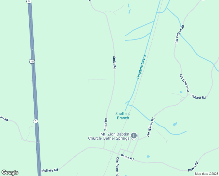 map of restaurants, bars, coffee shops, grocery stores, and more near 1351 Smith Road in Bethel Springs