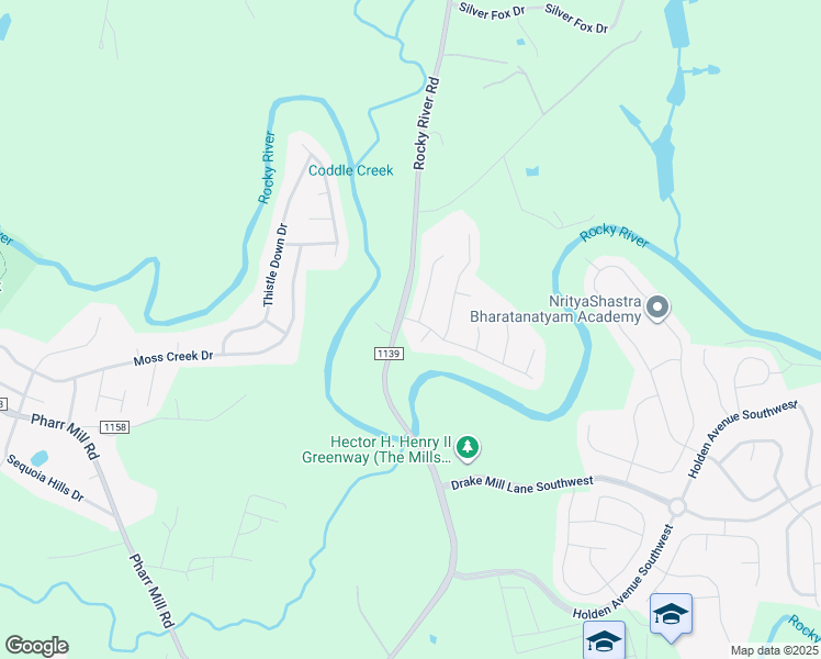 map of restaurants, bars, coffee shops, grocery stores, and more near 6852 Blake Brook Drive in Concord