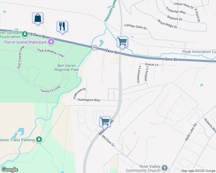 map of restaurants, bars, coffee shops, grocery stores, and more near 8203 Huntington Trace in Fort Smith