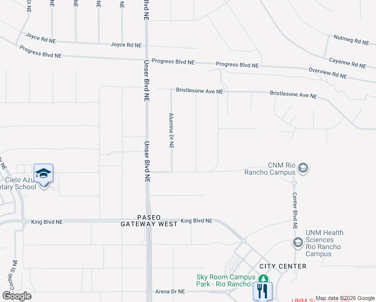 map of restaurants, bars, coffee shops, grocery stores, and more near Highlonesome Drive Northeast in Albuquerque