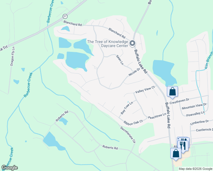 map of restaurants, bars, coffee shops, grocery stores, and more near 11 Christopher Drive in Sanford