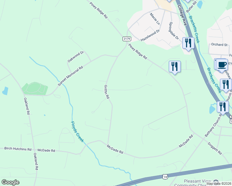 map of restaurants, bars, coffee shops, grocery stores, and more near 167 Beheler Road in Forest City