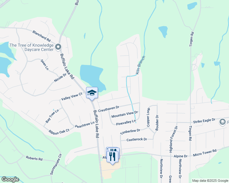 map of restaurants, bars, coffee shops, grocery stores, and more near 72 Timberwood Lane in Sanford