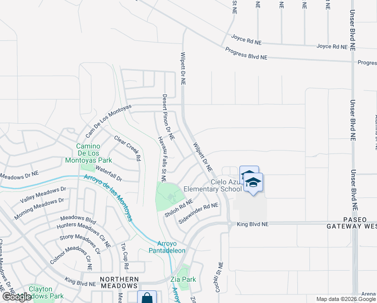 map of restaurants, bars, coffee shops, grocery stores, and more near 3747 Oasis Springs Road Northeast in Rio Rancho