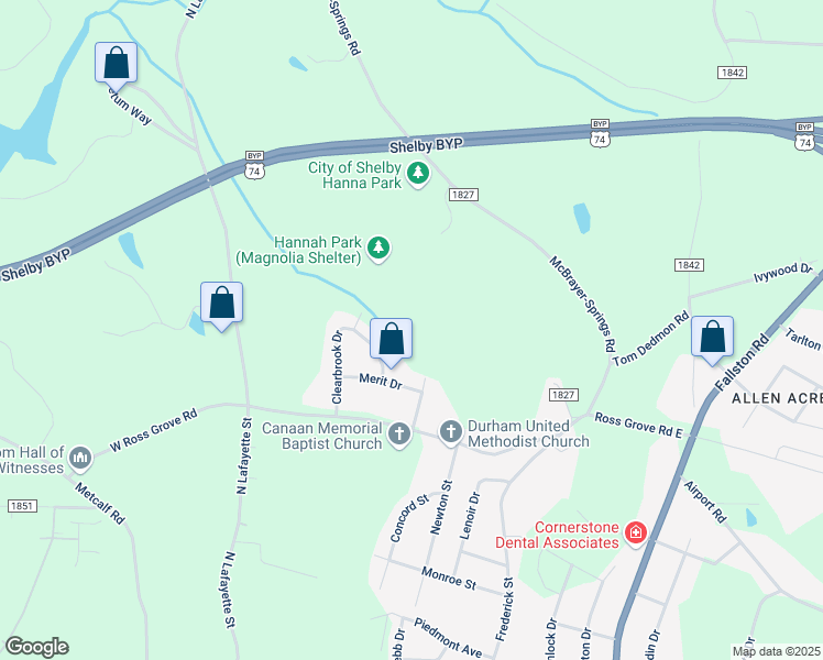 map of restaurants, bars, coffee shops, grocery stores, and more near 1426 Billy Bob Drive in Shelby
