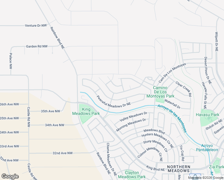 map of restaurants, bars, coffee shops, grocery stores, and more near 416 Whispering Meadows Drive in Rio Rancho