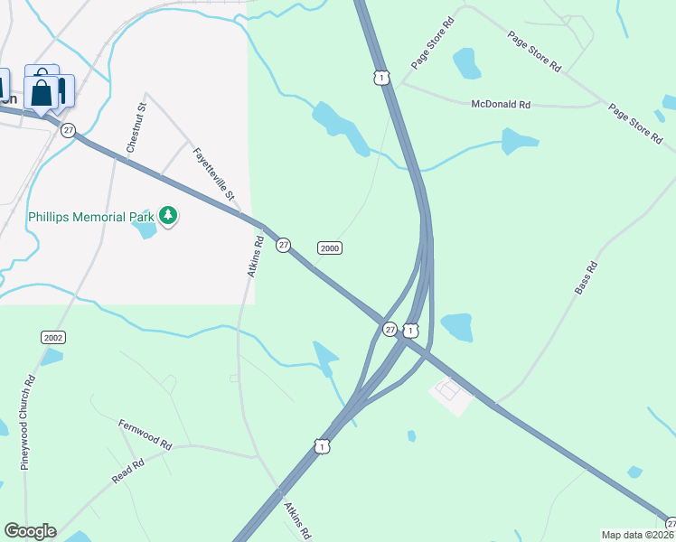 map of restaurants, bars, coffee shops, grocery stores, and more near 1780 North Carolina 27 in Cameron