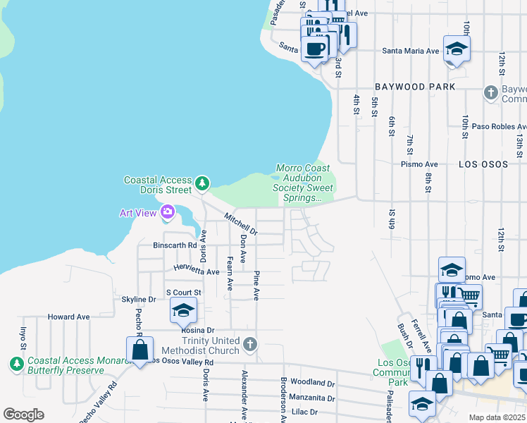 map of restaurants, bars, coffee shops, grocery stores, and more near 531 Ramona Avenue in Baywood-Los Osos
