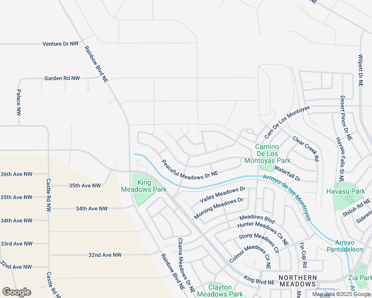 map of restaurants, bars, coffee shops, grocery stores, and more near 412 Whispering Meadows Drive in Rio Rancho