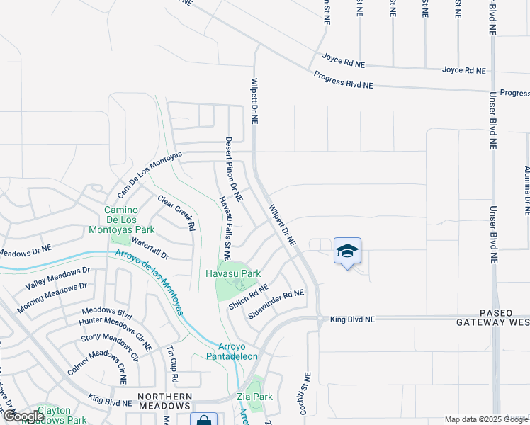 map of restaurants, bars, coffee shops, grocery stores, and more near 3723 Oasis Springs Road Northeast in Rio Rancho
