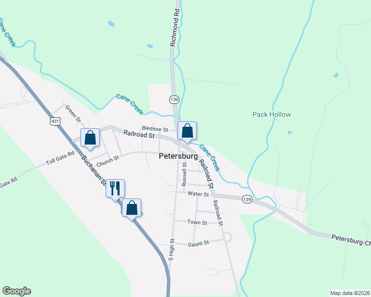 map of restaurants, bars, coffee shops, grocery stores, and more near in Petersburg