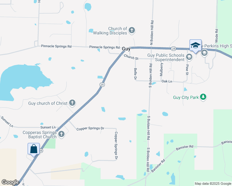map of restaurants, bars, coffee shops, grocery stores, and more near 400 Arkansas 25 in Greenbrier