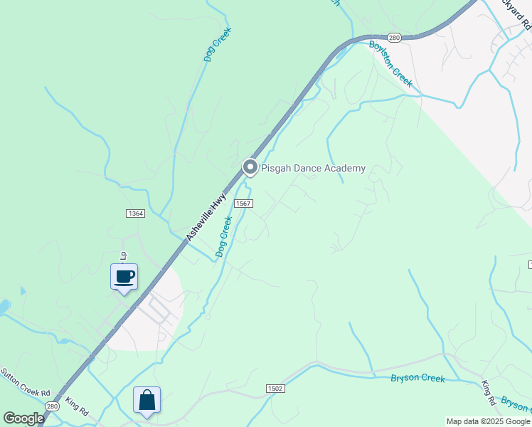 map of restaurants, bars, coffee shops, grocery stores, and more near 11 Sandrock Trail in Transylvania County