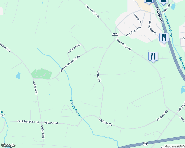 map of restaurants, bars, coffee shops, grocery stores, and more near 130 Brock Drive in Forest City