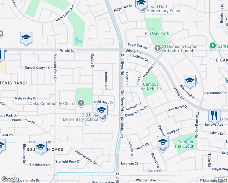 map of restaurants, bars, coffee shops, grocery stores, and more near 9711 Touchstone Drive in Bakersfield