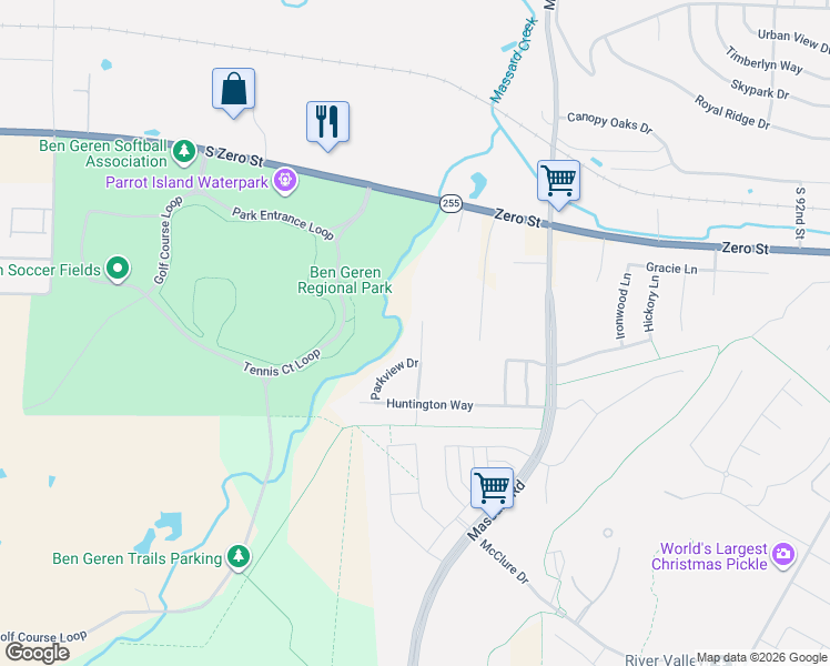 map of restaurants, bars, coffee shops, grocery stores, and more near 6414 Huntington Court in Fort Smith