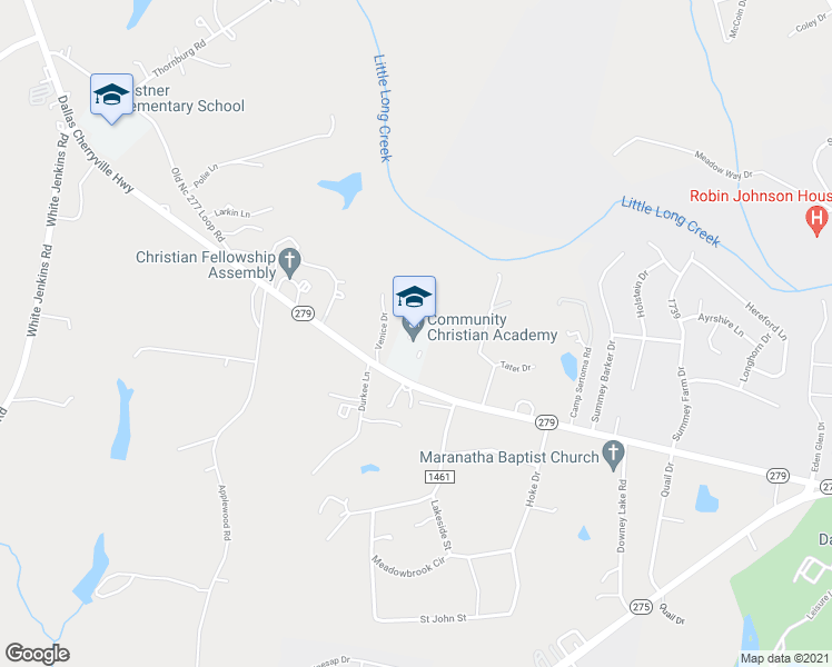 map of restaurants, bars, coffee shops, grocery stores, and more near 2128 Dallas Cherryville Highway in Dallas