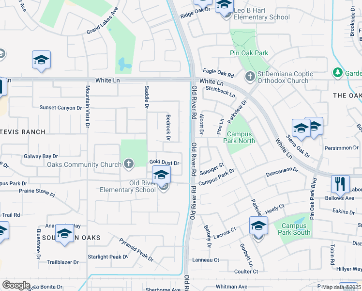 map of restaurants, bars, coffee shops, grocery stores, and more near 9711 Touchstone Drive in Bakersfield