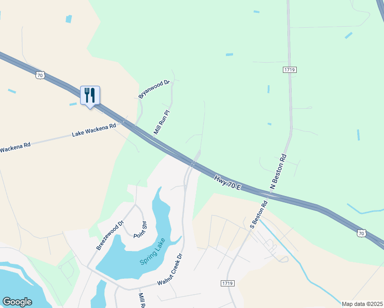 map of restaurants, bars, coffee shops, grocery stores, and more near 101 Creekside Drive in Goldsboro