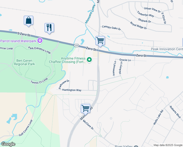 map of restaurants, bars, coffee shops, grocery stores, and more near 6400 Massard Road in Fort Smith