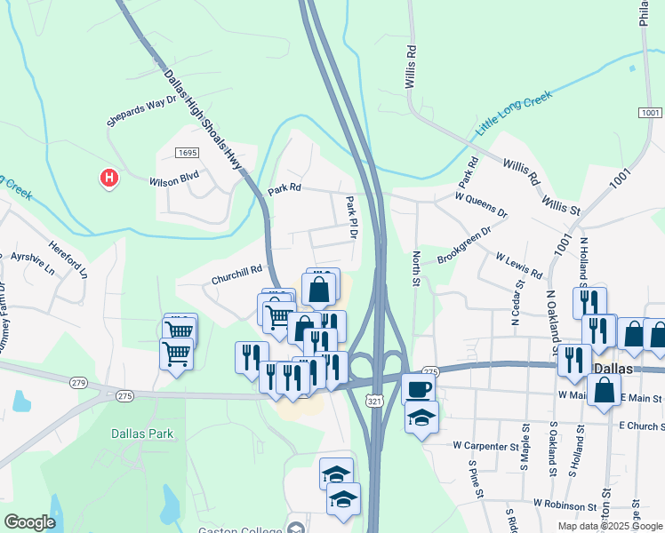 map of restaurants, bars, coffee shops, grocery stores, and more near 6124 Dane Drive in Dallas
