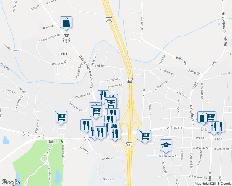 map of restaurants, bars, coffee shops, grocery stores, and more near 6124 Dane Drive in Dallas