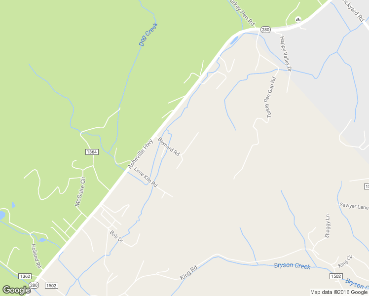 map of restaurants, bars, coffee shops, grocery stores, and more near 45 Sandrock Trail in Pisgah Forest