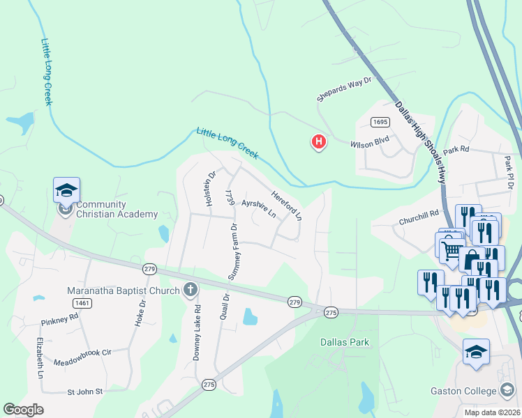 map of restaurants, bars, coffee shops, grocery stores, and more near 111 Guernsey Court in Dallas