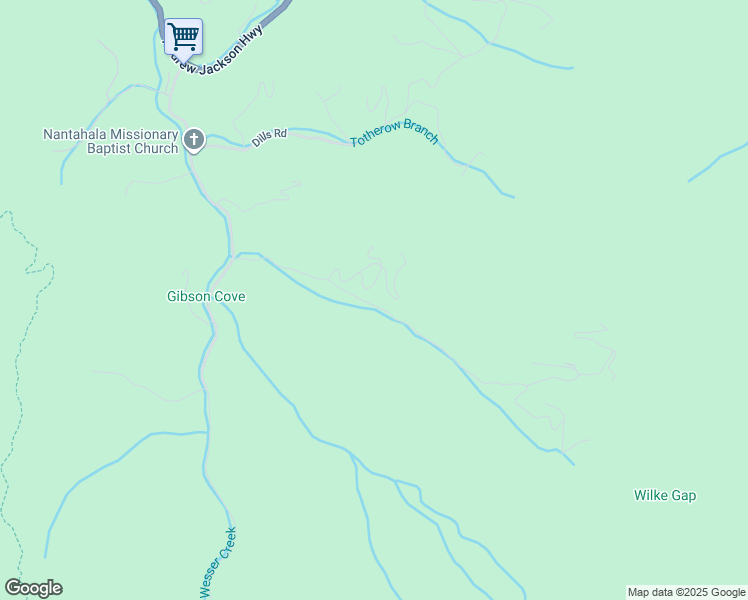 map of restaurants, bars, coffee shops, grocery stores, and more near 335 Gassaway Road in Bryson City