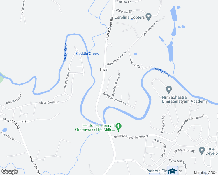 map of restaurants, bars, coffee shops, grocery stores, and more near 6841 Blake Brook Drive in Concord