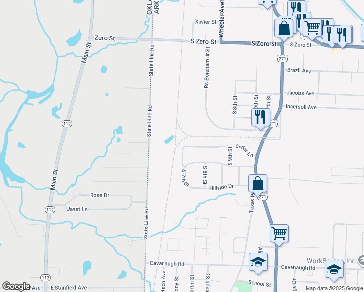map of restaurants, bars, coffee shops, grocery stores, and more near 6620 South 6th Street in Fort Smith