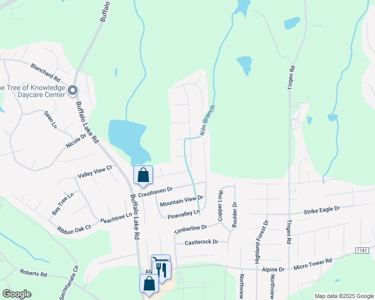 map of restaurants, bars, coffee shops, grocery stores, and more near 401 Crystal Spring Drive in Sanford