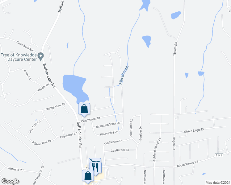 map of restaurants, bars, coffee shops, grocery stores, and more near 404 Crystal Spring Drive in Sanford
