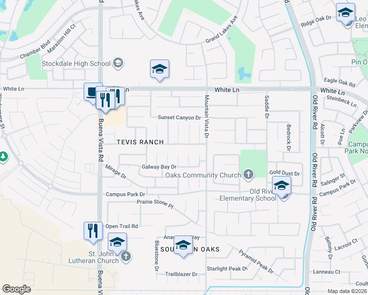 map of restaurants, bars, coffee shops, grocery stores, and more near 10609 Camino El Canon in Bakersfield
