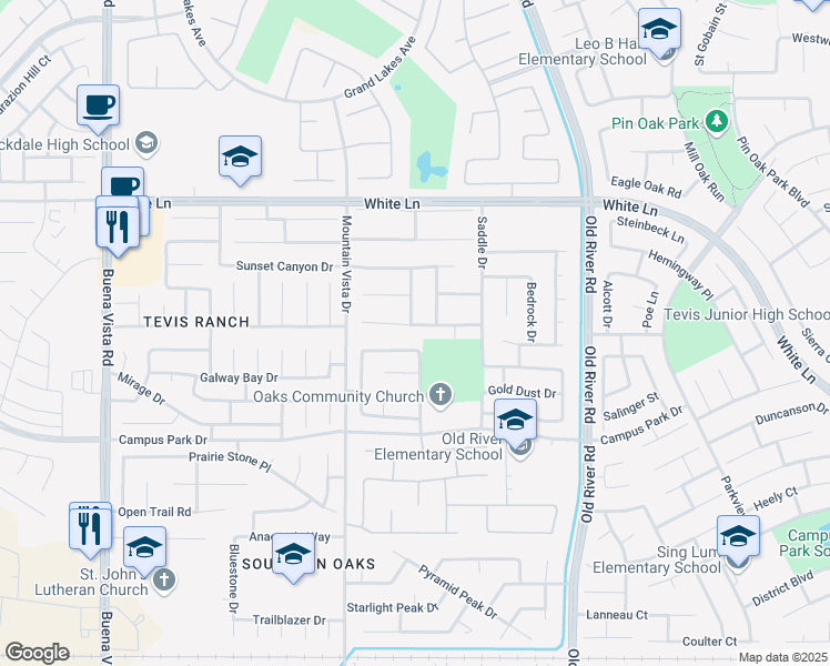 map of restaurants, bars, coffee shops, grocery stores, and more near 10213 Single Oak Drive in Bakersfield