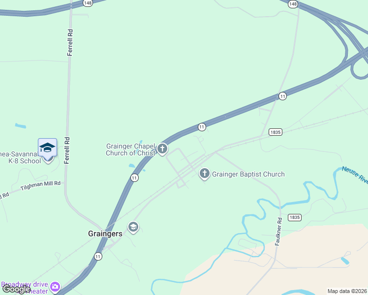 map of restaurants, bars, coffee shops, grocery stores, and more near in Lenoir County