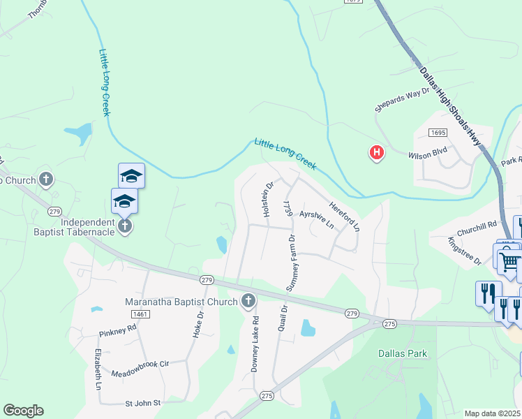 map of restaurants, bars, coffee shops, grocery stores, and more near 329 Holstein Drive in Dallas