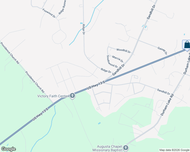 map of restaurants, bars, coffee shops, grocery stores, and more near Drake Village Drive in Goldsboro