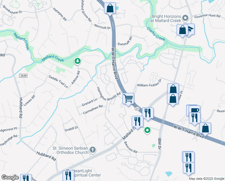 map of restaurants, bars, coffee shops, grocery stores, and more near 8000 Ship Street in Charlotte