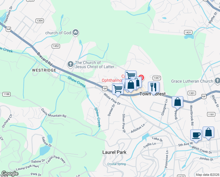 map of restaurants, bars, coffee shops, grocery stores, and more near 34 Kit Carson Lane in Hendersonville