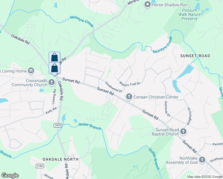 map of restaurants, bars, coffee shops, grocery stores, and more near 2227 Waters Trail Drive in Charlotte