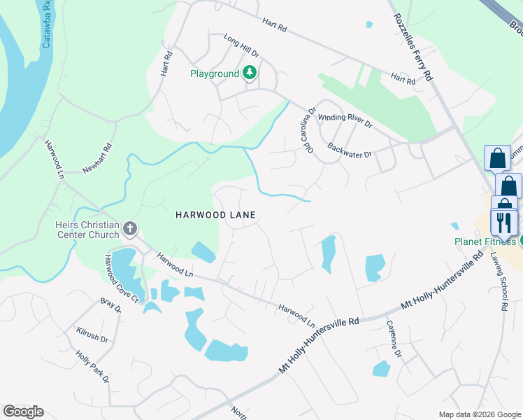 map of restaurants, bars, coffee shops, grocery stores, and more near 2604 Able Glen Court in Charlotte